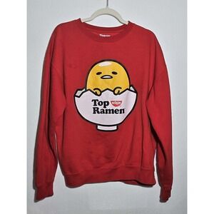 Top Ramen Gudetama Sweatshirt M/L Red Graphic Crewneck EUC 🍜🔥